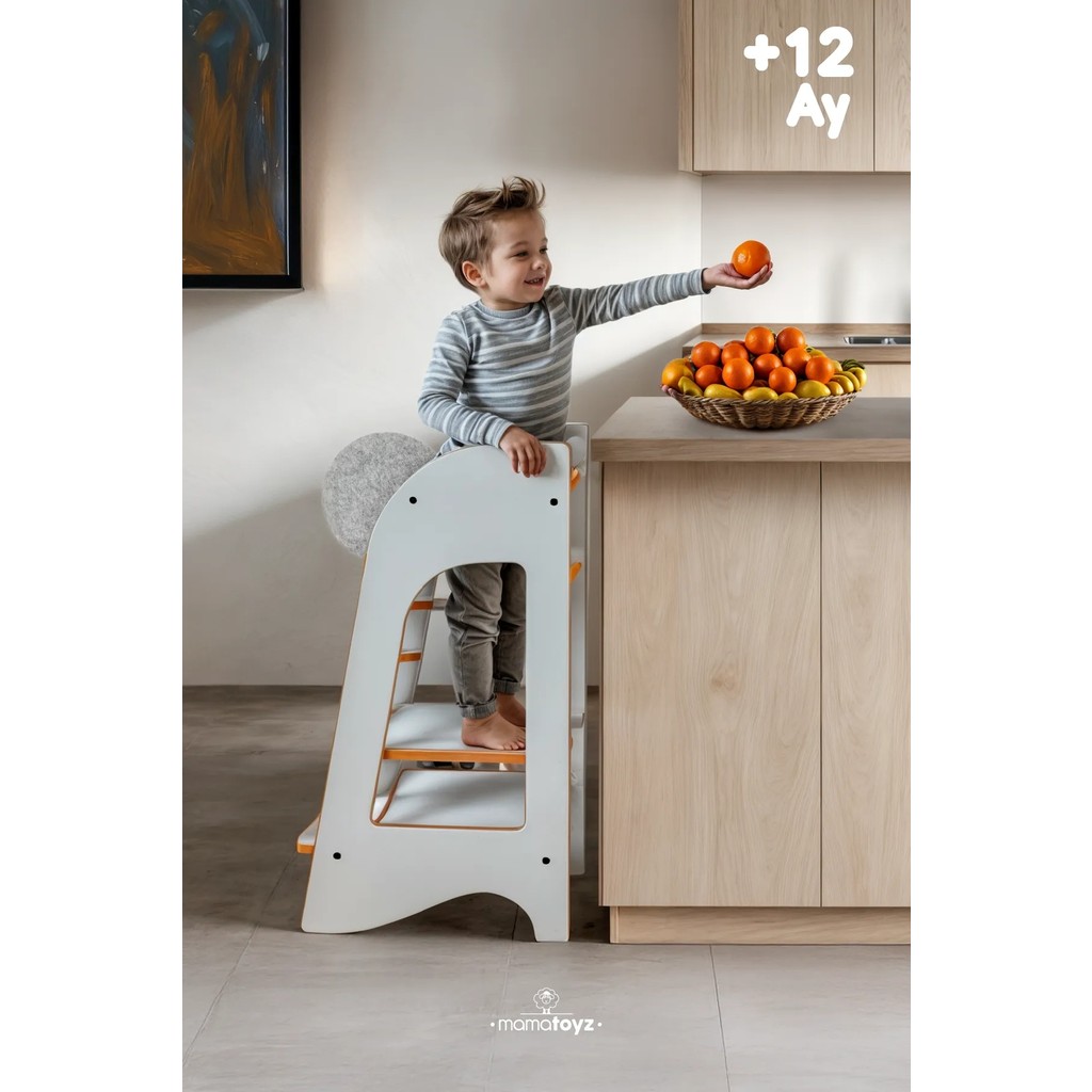 Mamatoyz MDF ahşap Beyaz Öğrenme Kulesi - Beyaz Düz - Wooden White Learning Tower Diğer Fiyatı