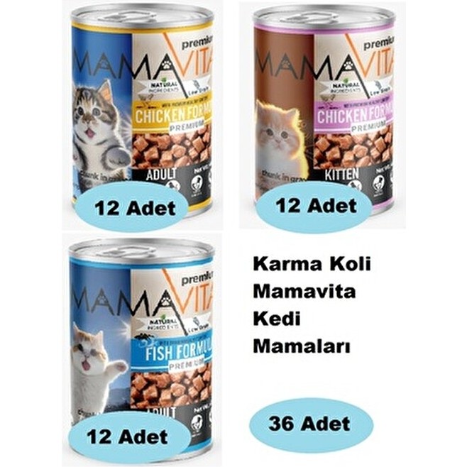 Mamavita 36 Adet Karma Koli Kedi Mamaları Tavuk Etli Yetişkin ve Yavru Kedi İçin Özel Formül Evcil Hayvan Ürünleri Fiyatı
