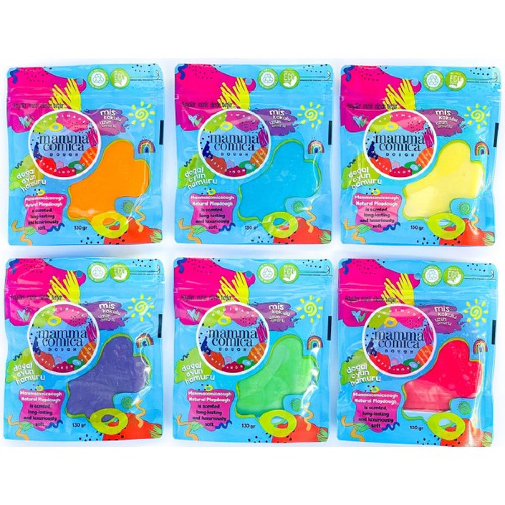 Mammacomica Dough Doğal Oyun Hamuru 6'lı Set Eco-Friendly Package (6*130GR) - Renkli Eğitici Oyuncak Fiyatı