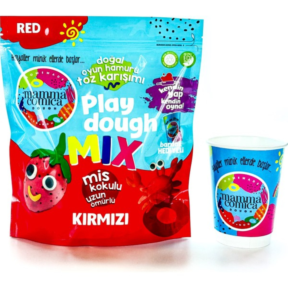 Mammacomica Dough Kendin Yap Kendin Oyna Doğal Oyun Hamuru Toz Karışımı-Kırmızı - 800GR - Kırmızı Eğitici Oyuncak Fiyatı