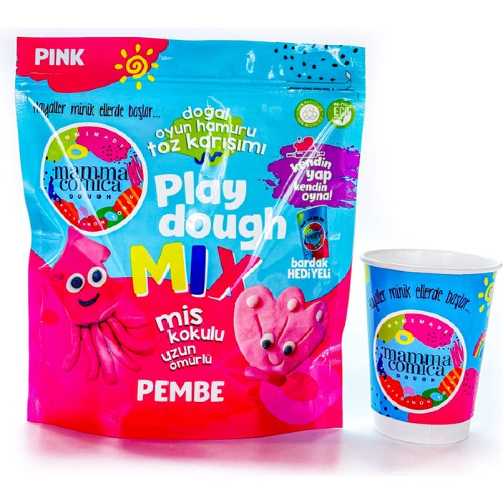 Mammacomica Dough Kendin Yap Kendin Oyna Doğal Oyun Hamuru Toz Karışımı- Pembe- 800GR - Pembe Eğitici Oyuncak Fiyatı
