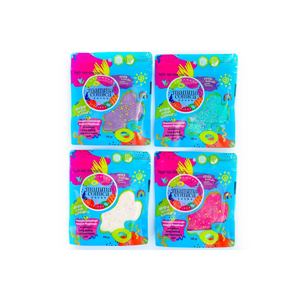 MammacomicaDough Doğal Oyun Hamuru 4’lü Simli Set-friendly Package 4*130gr) Oyuncak Fiyatı