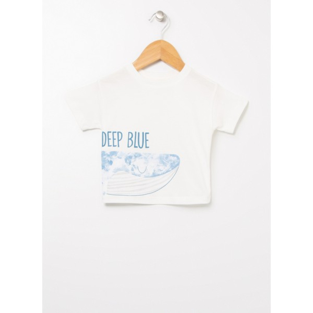Mammaramma 22SB-10 Bisiklet Yaka Ekru Baskılı Bebek T-Shirt Bebek T-shirt Fiyatı