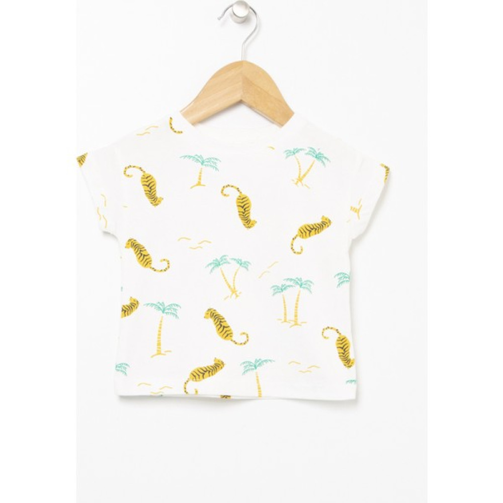 Mammaramma 22SB-57 Bisiklet Yaka Ekru Baskılı Bebek T-Shirt Bebek T-shirt Fiyatı