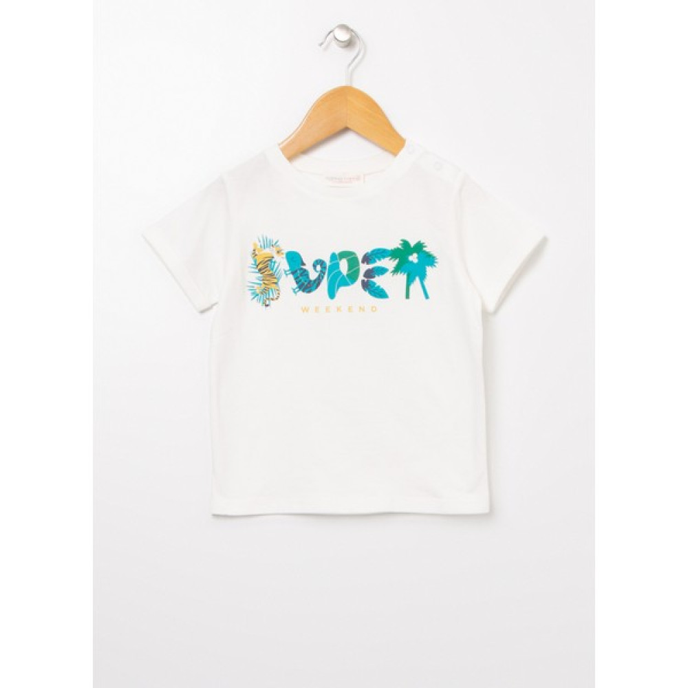 Mammaramma 22SB-59 Bisiklet Yaka Ekru Baskılı Bebek T-Shirt Bebek T-shirt Fiyatı