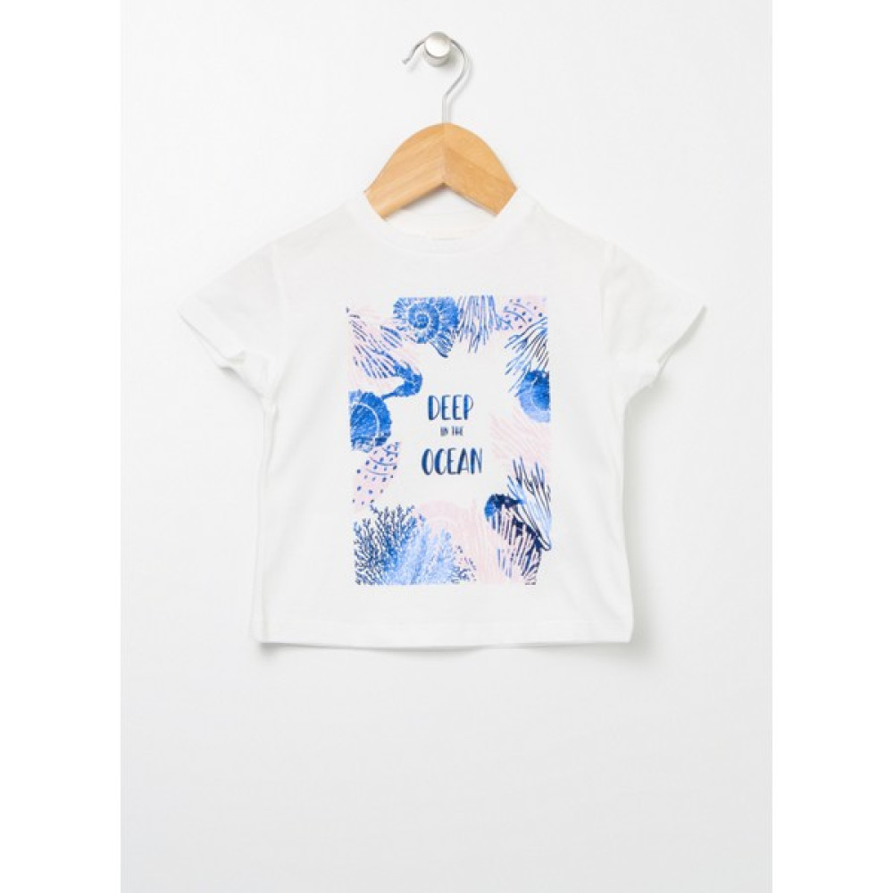 Mammaramma 22SG-25 Bisiklet Yaka Ekru Baskılı Bebek T-Shirt Bebek T-shirt Fiyatı