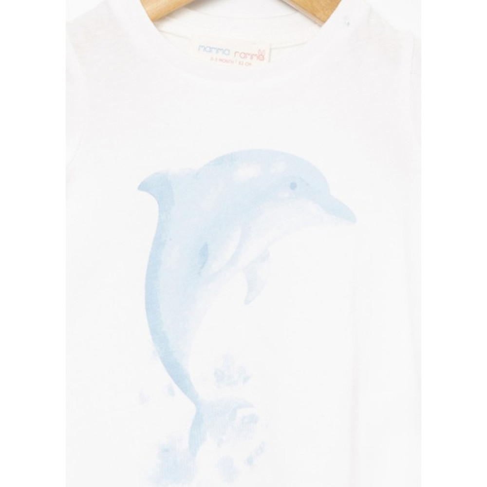Mammaramma 22SG-27 Bisiklet Yaka Ekru Baskılı Bebek T-Shirt Bebek T-shirt Fiyatı