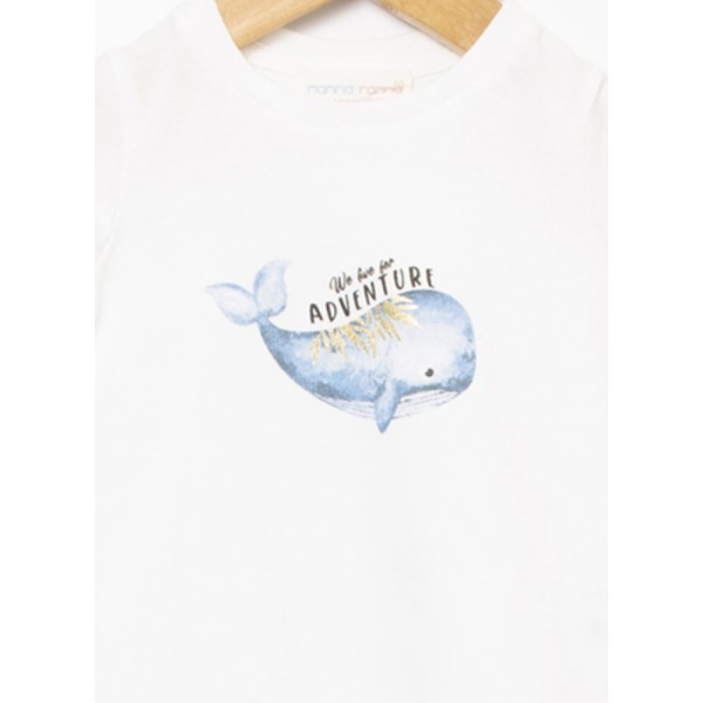 Mammaramma 22SG-28 Bisiklet Yaka Ekru Baskılı Bebek T-Shirt Bebek T-shirt Fiyatı