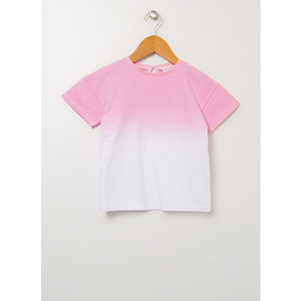 Mammaramma 22SG-79 Bisiklet Yaka Baskılı Pembe - Beyaz Bebek T-Shirt Bebek T-shirt Fiyatı
