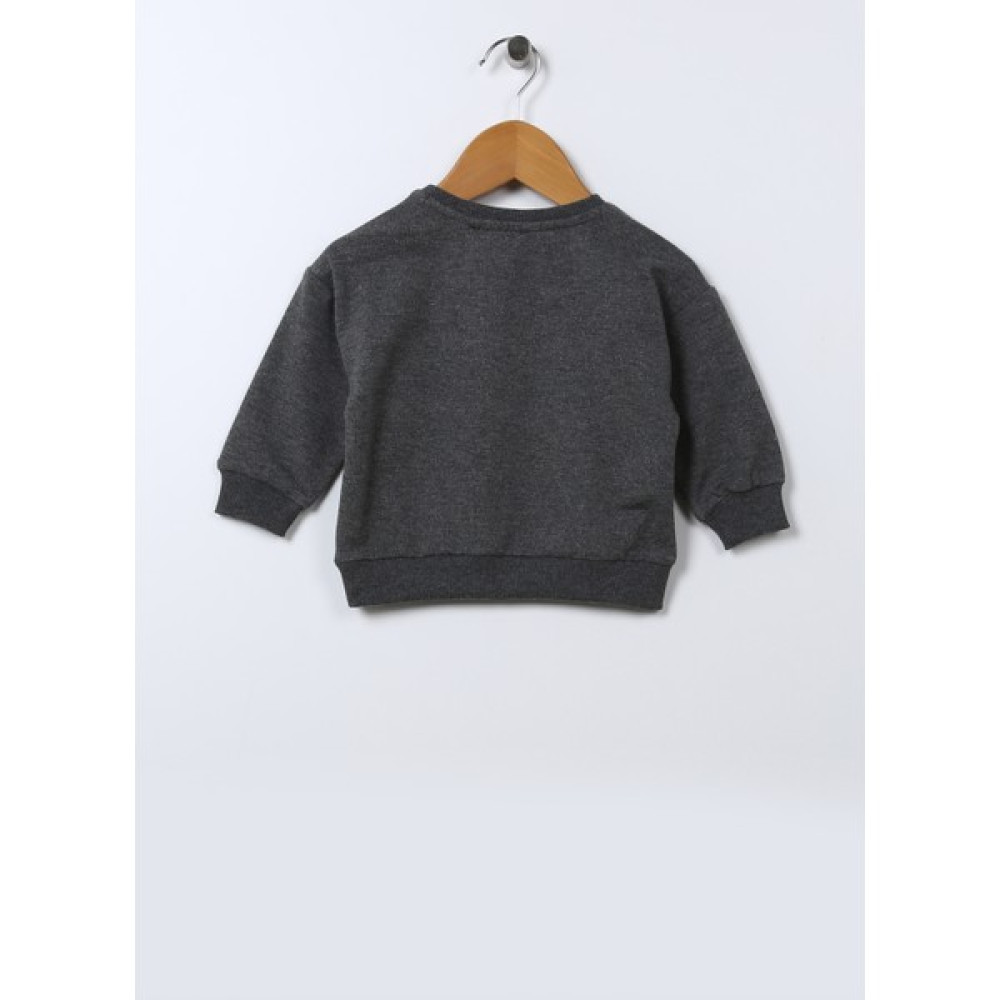 Mammaramma Baskılı Bebek Antrasit Melanj Sweatshirt 22FWB-41 Erkek Sweatshirt Fiyatı