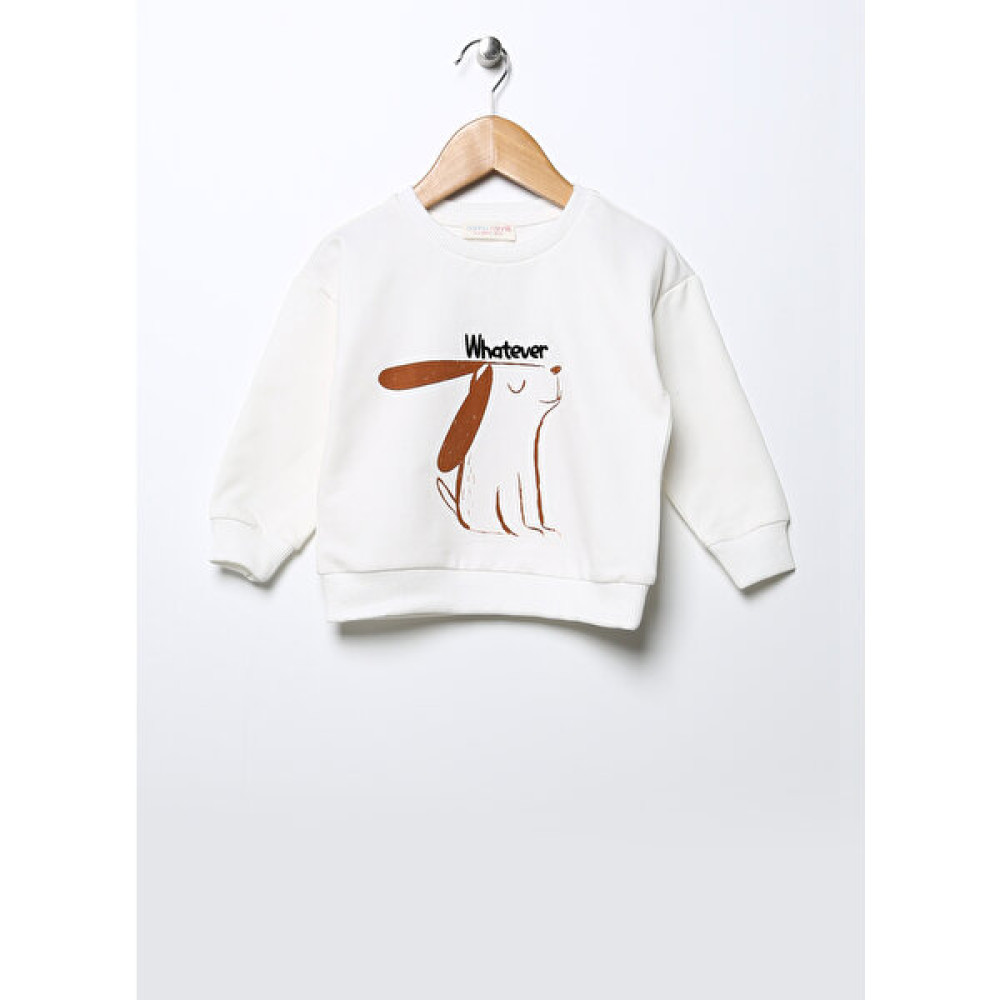 Mammaramma Baskılı Bebek Ekru Sweatshirt 22FWB-03 Erkek Sweatshirt Fiyatı