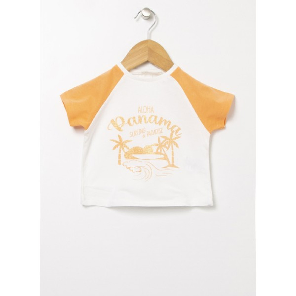 Mammaramma Bisiklet Yaka Baskılı Açık Turuncu Bebek T-Shirt - 22Sg-52 Bebek T-shirt Fiyatı