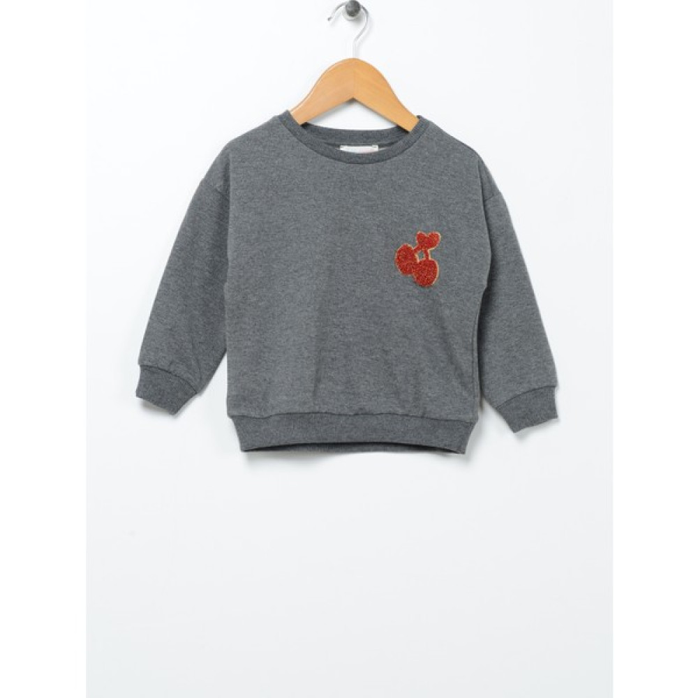 Mammaramma Nakışlı Bebek Antrasit Melanj Sweatshirt 22FWG-31 Bayan Sweatshirt Fiyatı