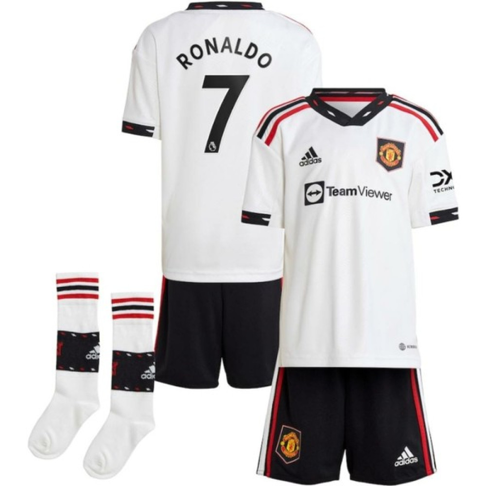 Manchester United 2022/23 Sezonu Cristiano Ronaldo Çocuk Forması+Şort+Çorap 3'lü Set Futbol Malzemeleri Fiyatı