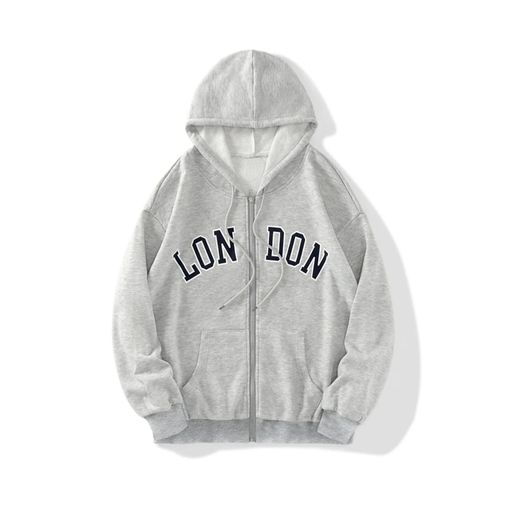 MANCY Unisex 2ip Örme Kumaş London Baskılı Fermuarlı Sweat Hırka S/M Beden Kadın Hırka Fiyatı