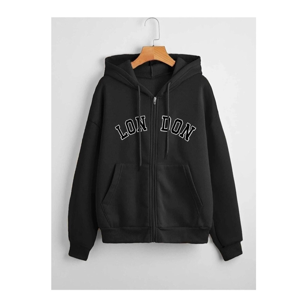MANCY Unisex 2ip Örme Kumaş London Siyah Fermuarlı Sweat Hırka XS Beden Kadın Hırka Fiyatı