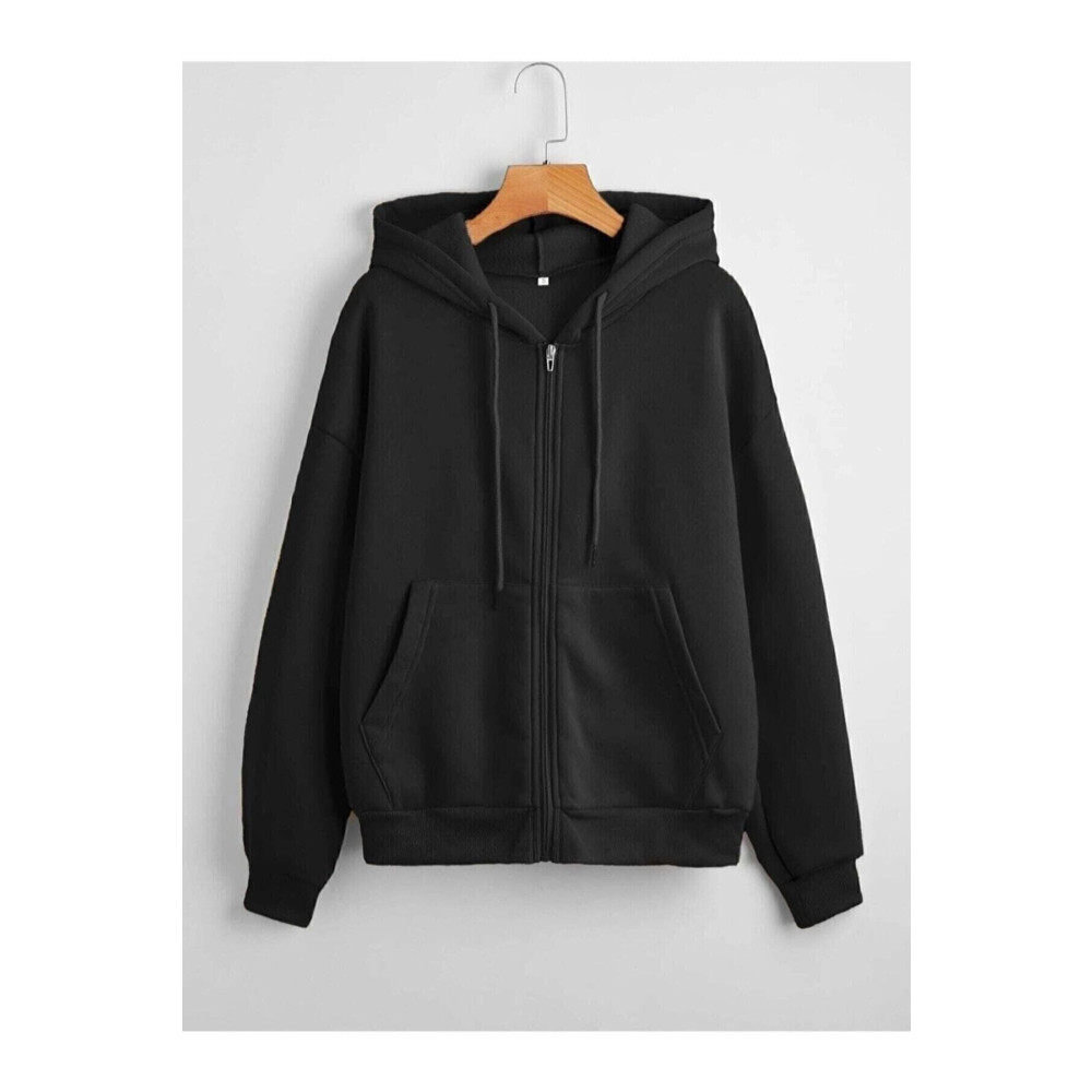 MANCY Unisex Siyah Fermuarlı Sweat Hırka M Beden Kadın Hırka Fiyatı