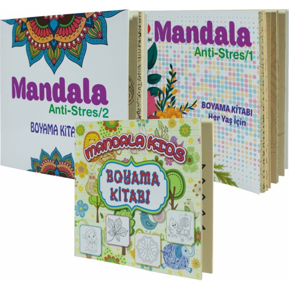 Mandala (Kids - Antistres 1 - Antistres 2) Boyama Kitabı Seti Aktivite & Eğitici Kitaplar Fiyatı