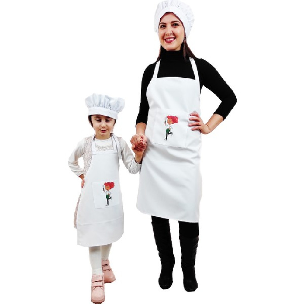 Mandalin Consept Mutfak Önlüğü Şapkalı 2li Konbin ART41 - Standart - Beyaz Mutfak Önlüğü Fiyatı