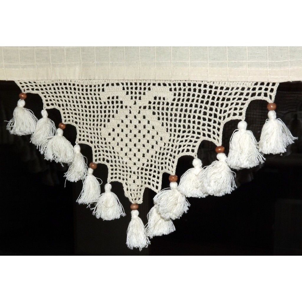 Mandaş Tekstil Buldan İşi 6'lı Paket Örme El İşi Perde Danteli-Çilek Desen Perde Fiyatı