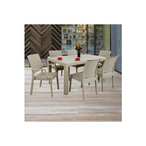 Mandella Elit 90x150 Rattan 2 Elit Koltuk 4 Elit Sandalye Masa Takımı Beyaz