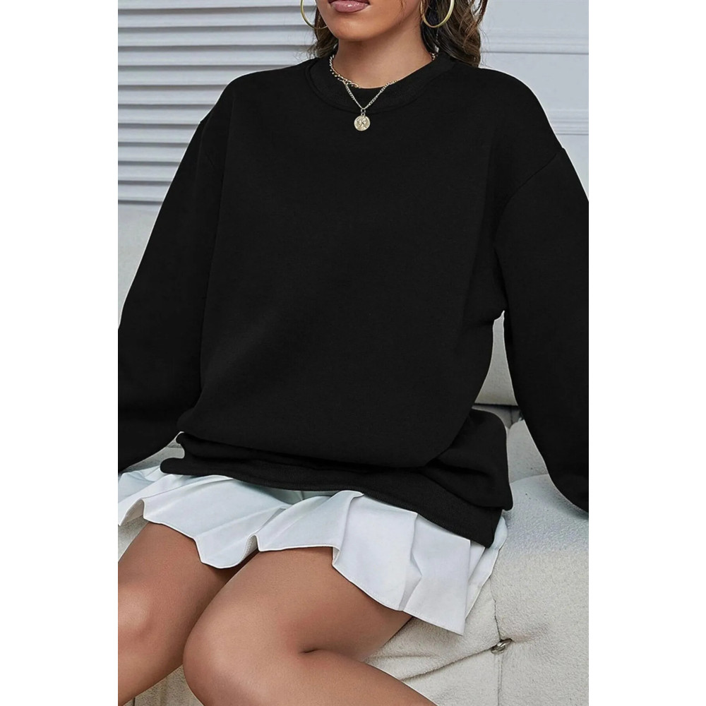 Mandlyz Pamuklu Unisex Oversize Basic Siyah Bisiklet Yaka Sweatshirt M Beden Bayan Sweatshirt Fiyatı