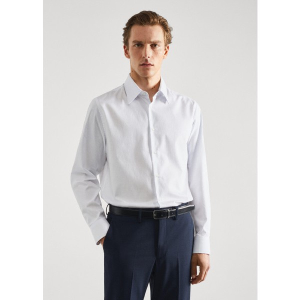 Mango Man Slim Fit Çizgili Pamuklu Twill Takım Elbise Gömleği Erkek Gömlek Fiyatı