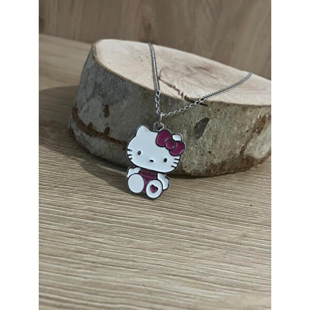 Maniera Aksesuar Ayağında Kalp Olan Hello Kitty Kolye - 50cm - Siyah-Gümüş - 60 cm Bijuteri Kolye Fiyatı