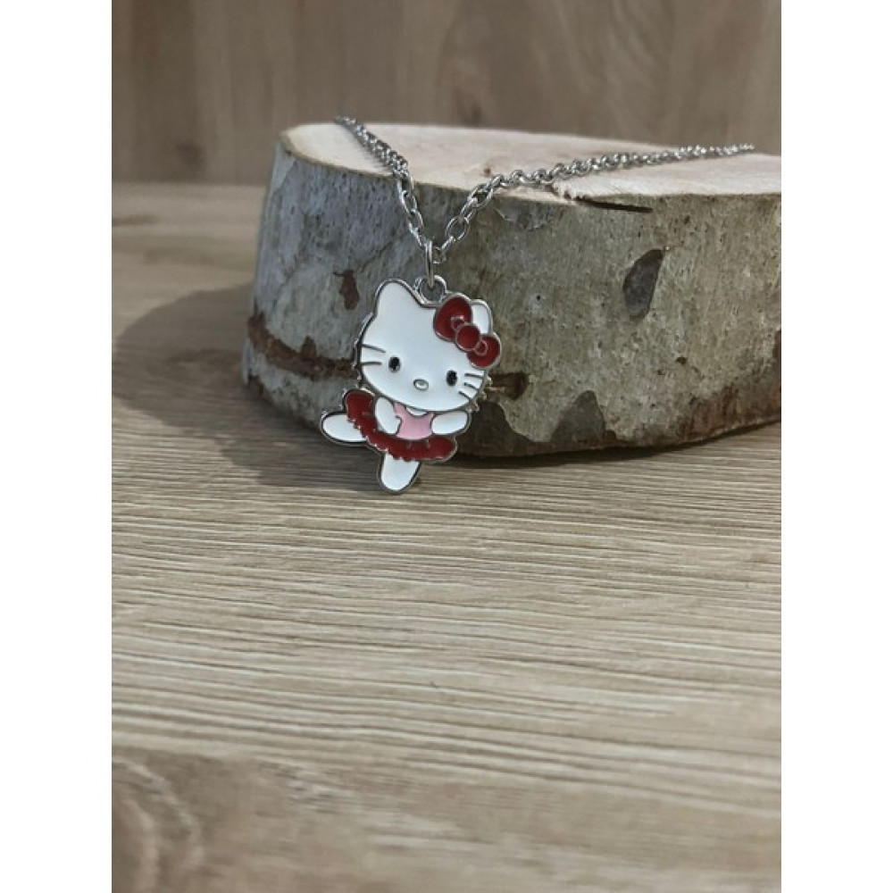 Maniera Aksesuar Kırmızı Balerin Hello Kitty Kolye - 50cm - Siyah-Gümüş - 60 cm Bijuteri Kolye Fiyatı