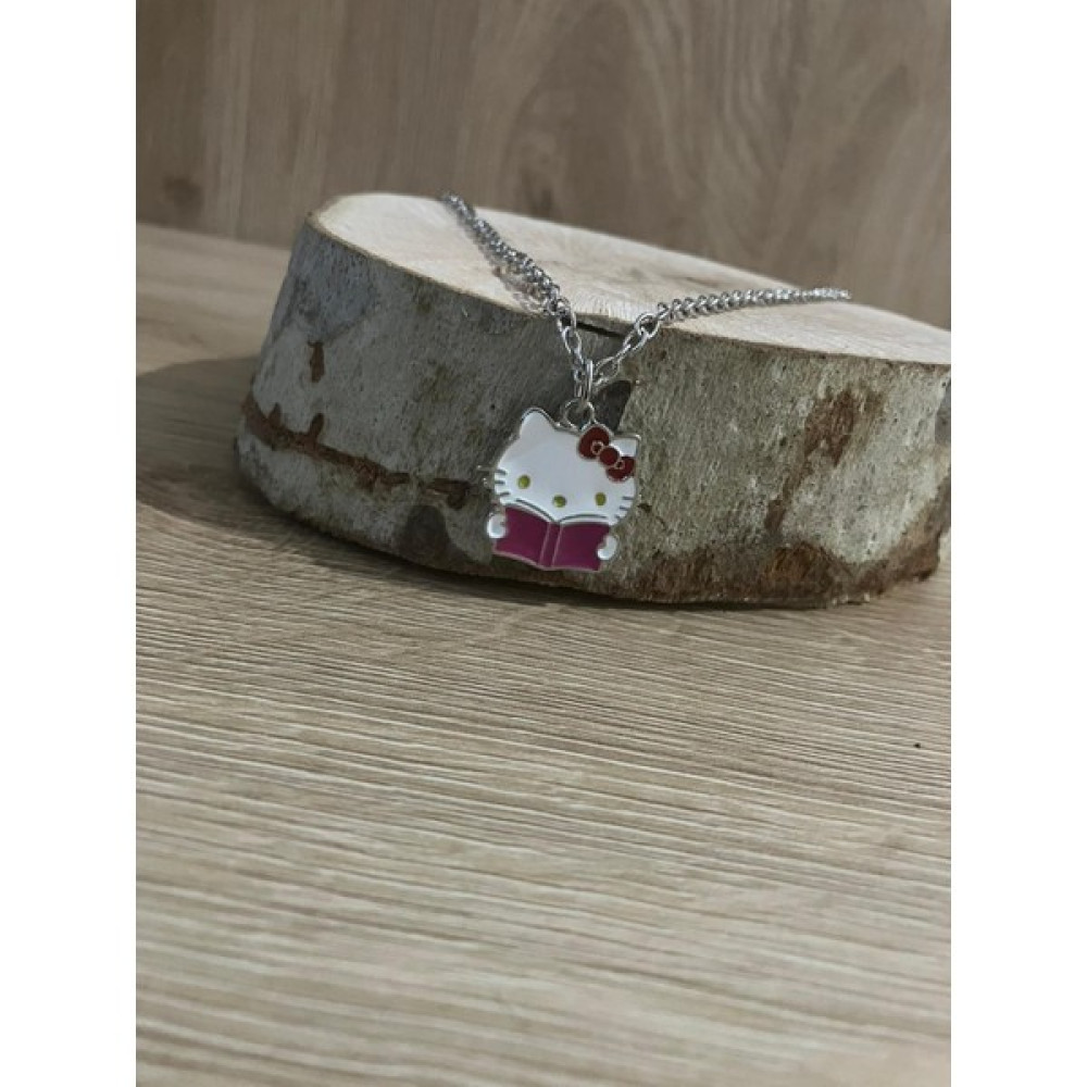 Maniera Aksesuar Kitap Okuyan Hello Kitty Kolye - 50cm - Siyah-Gümüş - 60 cm Bijuteri Kolye Fiyatı