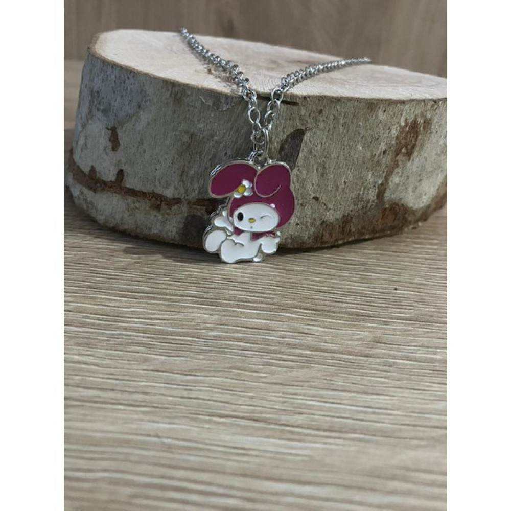 Maniera Aksesuar Oturup Göz Kırpan Kulakları Düşük Hello Kitty Kolye - 50cm - Siyah-Gümüş - 60 cm Bijuteri Kolye Fiyatı