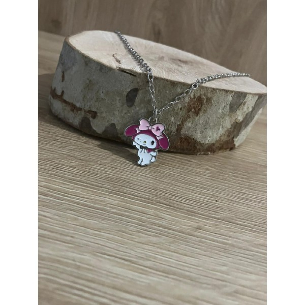 Maniera Aksesuar Pembe Tokalı Göz Kırpan Hello Kitty Kolye - 50cm - Siyah-Gümüş - 60 cm Bijuteri Kolye Fiyatı