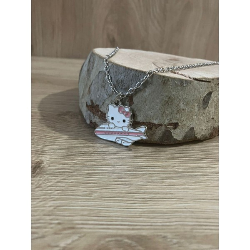 Maniera Aksesuar Uçaklı Hello Kitty Kolye - 50cm - Siyah-Gümüş - 60 cm Bijuteri Kolye Fiyatı
