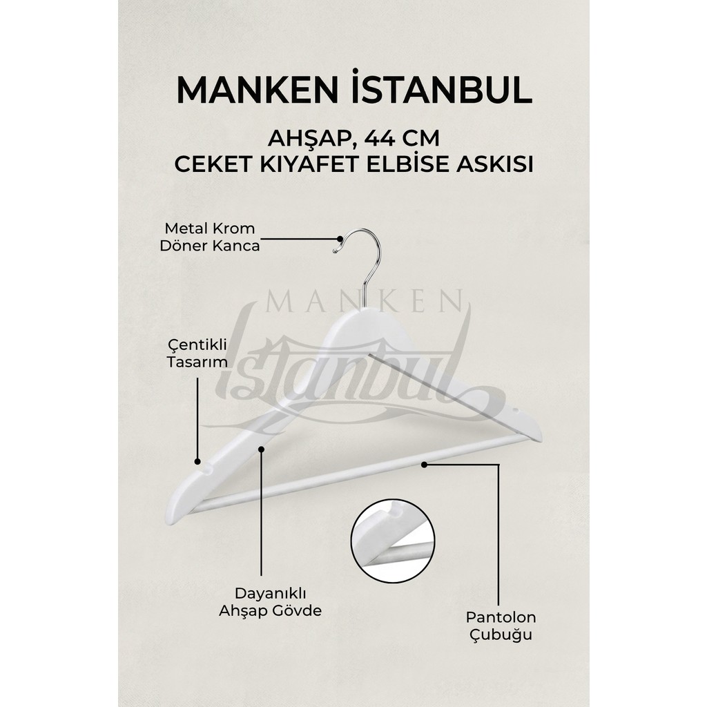 Manken İstanbul 10 Adet A-Kalite Ahşap Ceket Askısı Gömlek Askısı Tişört Askısı Ahşap Askı Elbise Askısı - Beyaz Giyim & İç Giyim Fiyatı