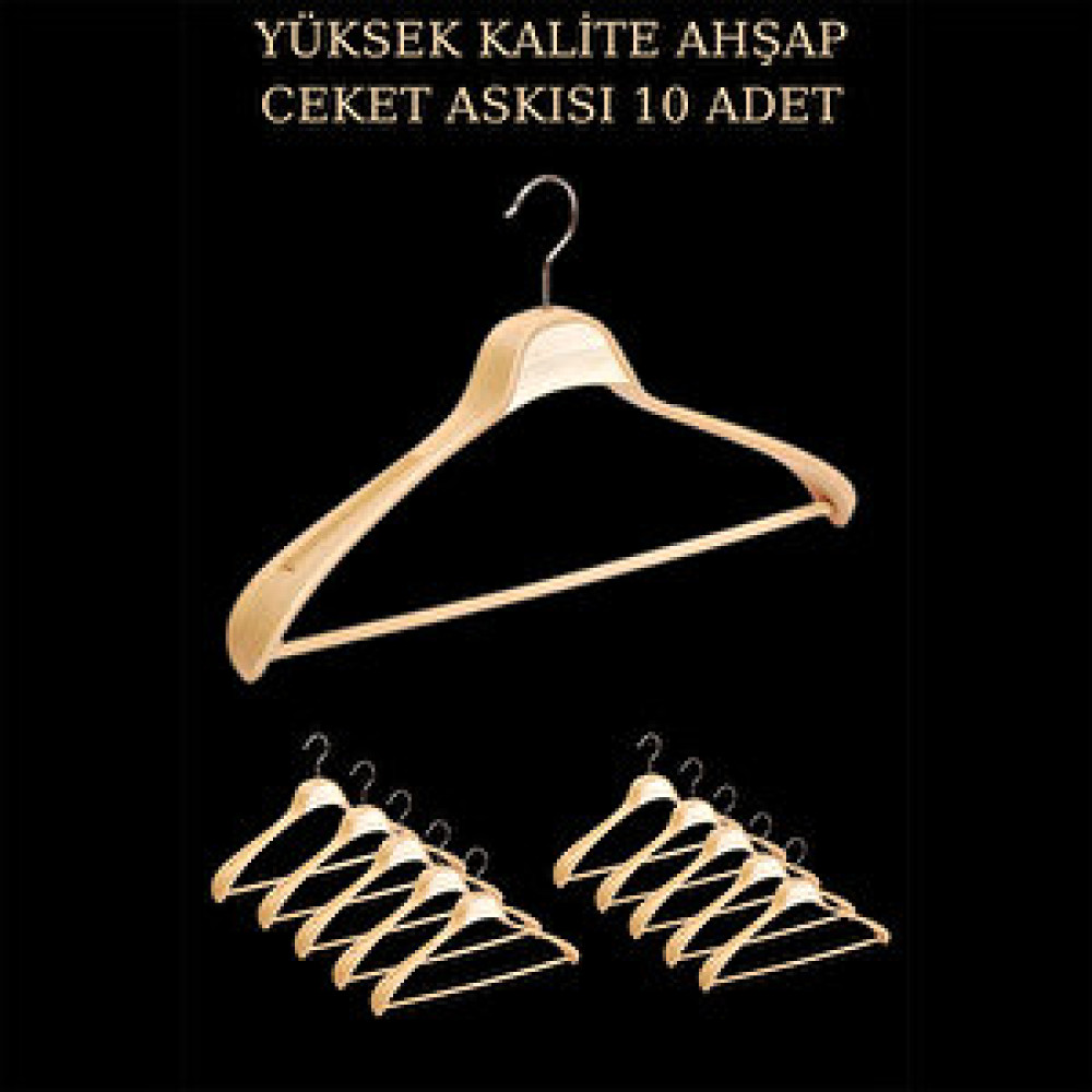 Manken İstanbul 10 Adet Yüksek Kalite 48 Cm Ahşap Askı Ceket Askısı Takım Elbise Askısı Ahşap Elbise Askısı Dolap İçi Düzenleyici Fiyatı