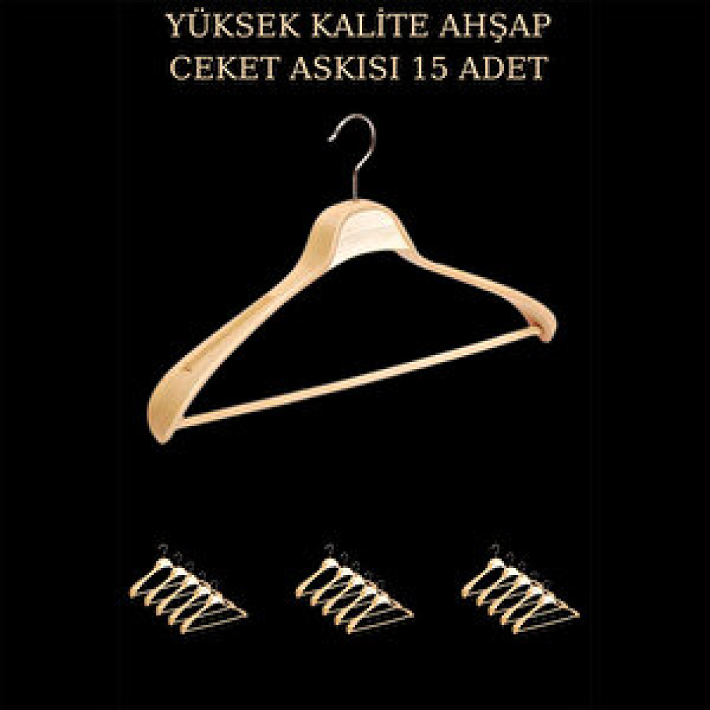 Manken İstanbul 15 Adet Yüksek Kalite 44 Cm Ahşap Askı Ceket Askısı Takım Elbise Askısı Ahşap Elbise Askısı Dolap İçi Düzenleyici Fiyatı