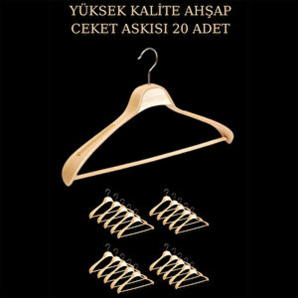 Manken İstanbul 20 Adet Yüksek Kalite 44 Cm Ahşap Askı Ceket Askısı Takım Elbise Askısı Ahşap Elbise Askısı Dolap İçi Düzenleyici Fiyatı