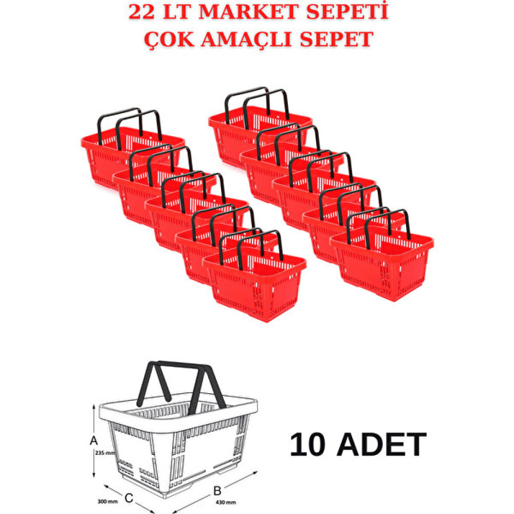 Manken İstanbul 22 Litre 10 Adet Market Sepeti, Alışveriş Sepeti, Saplı Market Sepeti Sepet Fiyatı