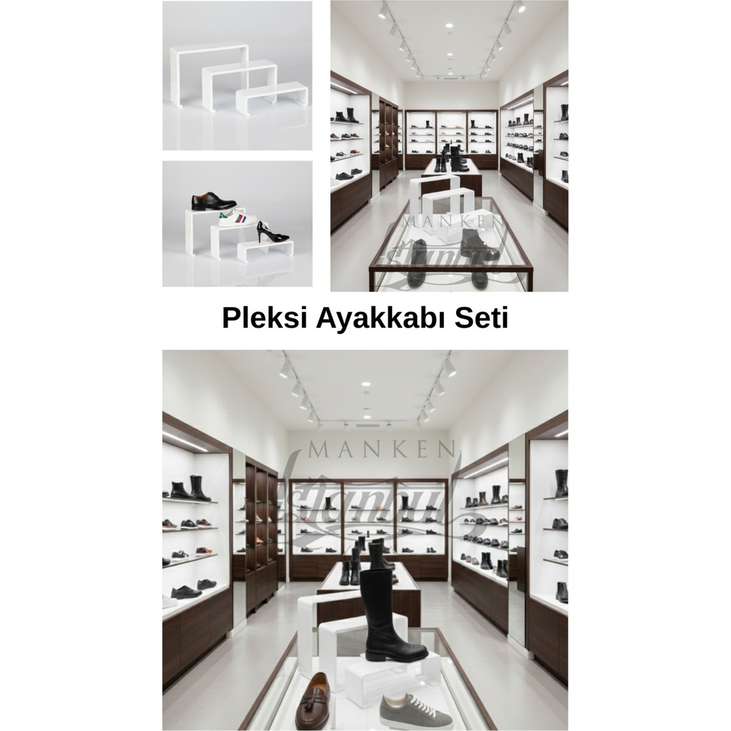 Manken İstanbul 6 Parça Pleksi Beyaz Kademeli Ayakkabı Rafı & Ayakkabı Teşhir Standı & Organizer Raf Ayakkabılar ve Çantalar Fiyatı