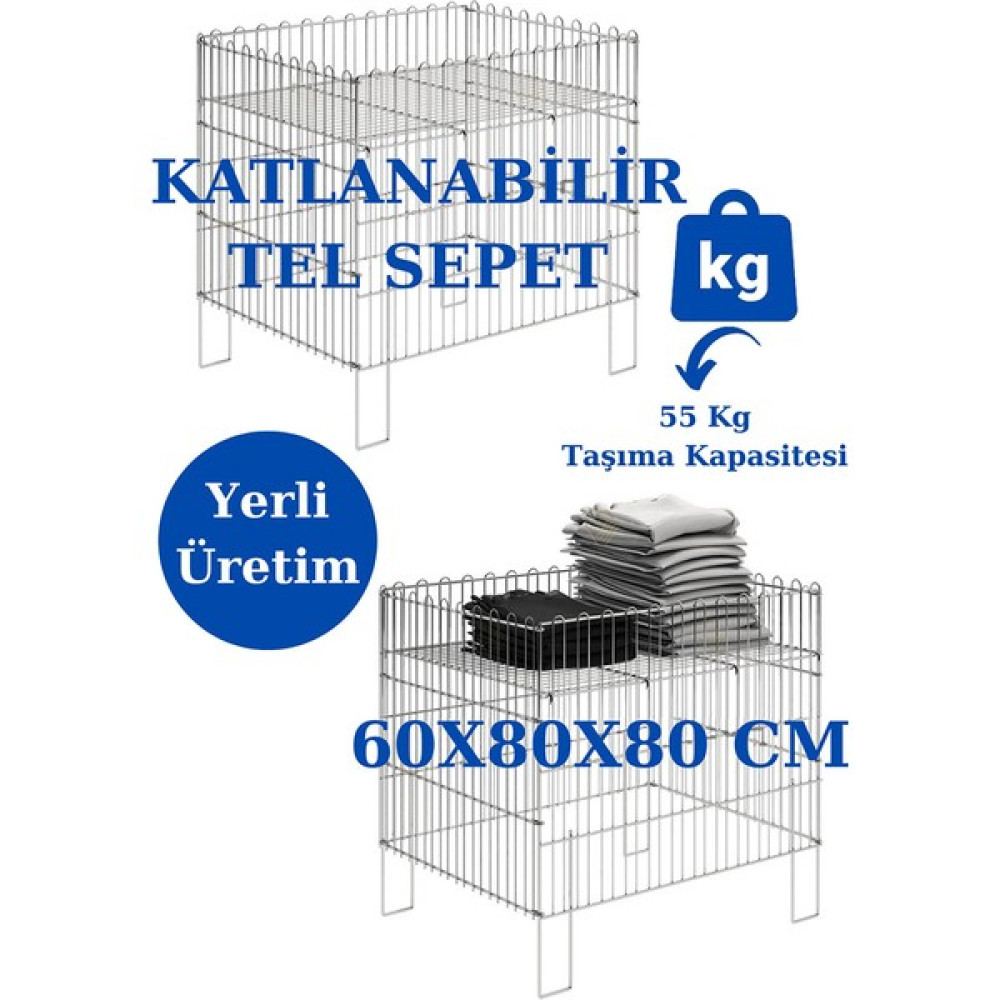 Manken İstanbul Katlanılabilir 60X80X80 cm Tel Sepet Havuz Sepet Market Sepeti Çamaşır Sepeti Sepet Fiyatı