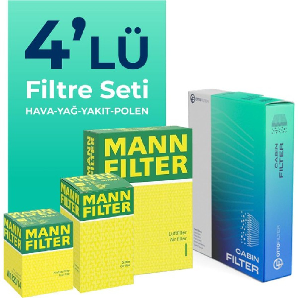 Mann Peugeot 3008 1.6 Bluehdı Filtre Bakım Seti (2016-2019) 4 Lu Oto Filtre Grubu Fiyatı