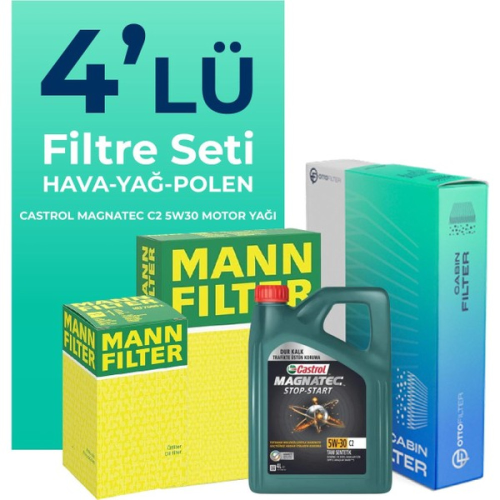MANN Toyota Corolla 1.4 Dizel Filtre Bakım Seti Castrol Motor Yağlı (2006-2012) 4 Lü Oto Boyaları Fiyatı