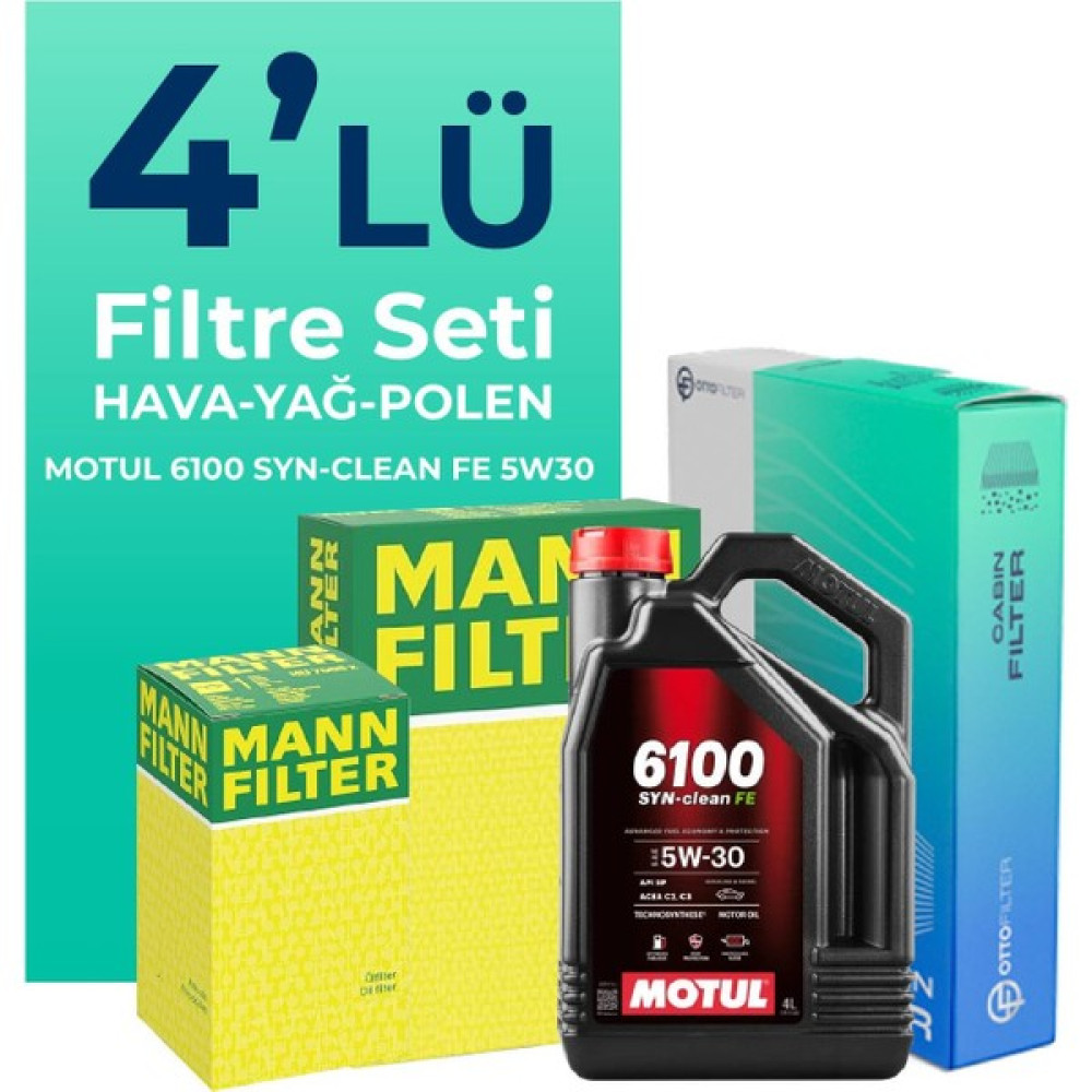 MANN Toyota Corolla 1.4 Dizel Filtre Bakım Seti Motul Motor Yağlı (2013-2018) 4 Lü Oto Boyaları Fiyatı