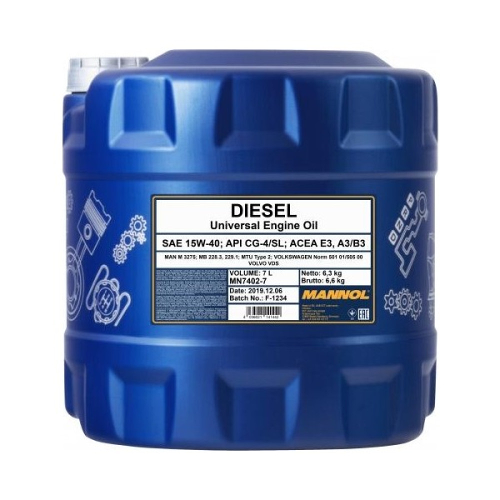 Mannol Diesel Sae 15W-40 Api Ch-4 7 Litre Motor Yağı (Üretim Yılı :2022) Motor Yağı Fiyatı