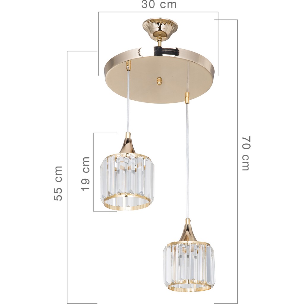 Manogrup Avize Aydınlatma Belluci Gold 2'li Kristal Avize - Sarı - 2 Avize Fiyatı