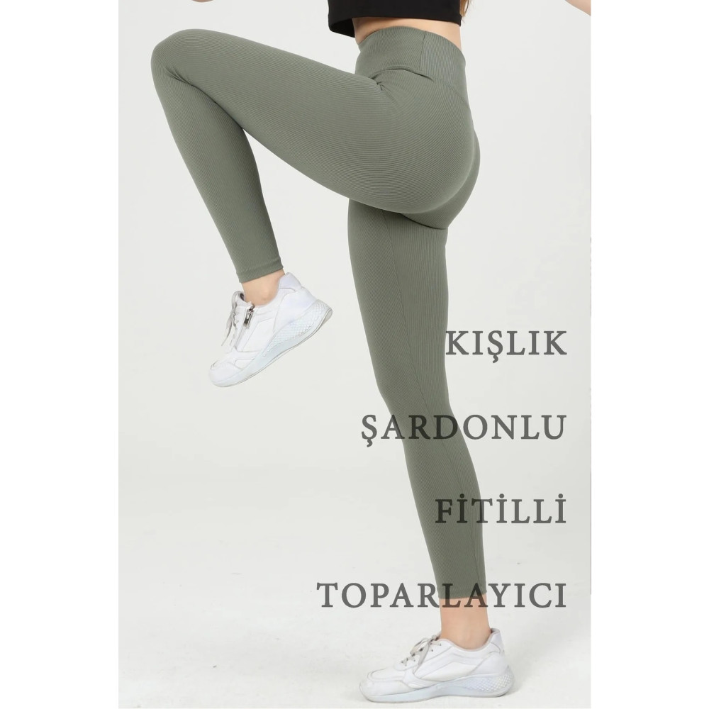 manolyabutik Fitilli Şardonlu Içi Polarlı Yüksek Bel Toparlayıcı Tayt 4XL Beden Tayt Fiyatı