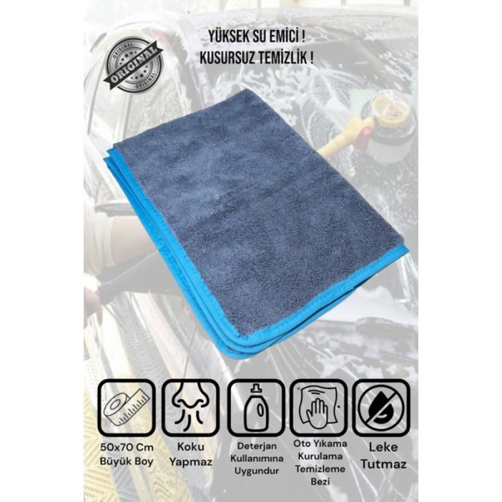 Manosta ( 1 Adet ) 50X70 cm Mikrofiber Mavi Biyeli Oto Yıkama ,kurulama ve Araba Temizlik Bezi - 0315 Gri Oto Bakım Bezleri Fiyatı