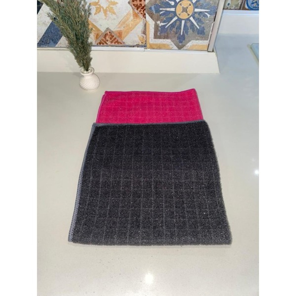 Manosta ( 2 Adet ) Zor Kir Temizlik Bezi Mikrofiber Telli Bez , Tırtıklı Halı Koltuk Duşakabin Yıkama Bezi - Gri - Mor Temizlik Malzemeleri Fiyatı