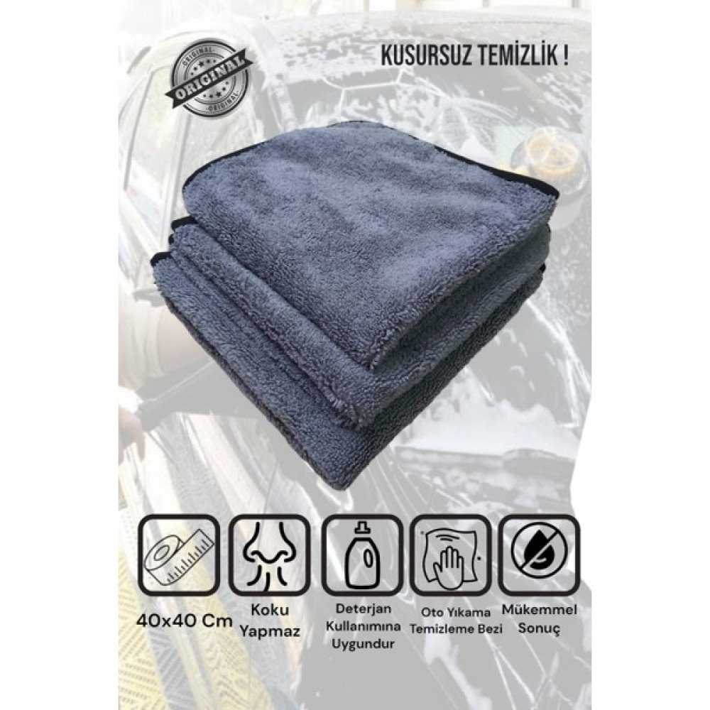 Manosta (3 Adet ) Biyeli Araba Yıkama Oto Kurulama Bezi 40*40 cm - 0315 Gri Oto Bakım Bezleri Fiyatı