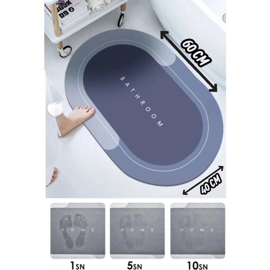 Manosta 40X60 cm Oval Banyo Paspası. Süper Emici Çok Amaçlı Şık Tasarım Paspas Kaymaz Taban Hızlı Kuruyan - Gri Araca Özel Paspaslar Fiyatı